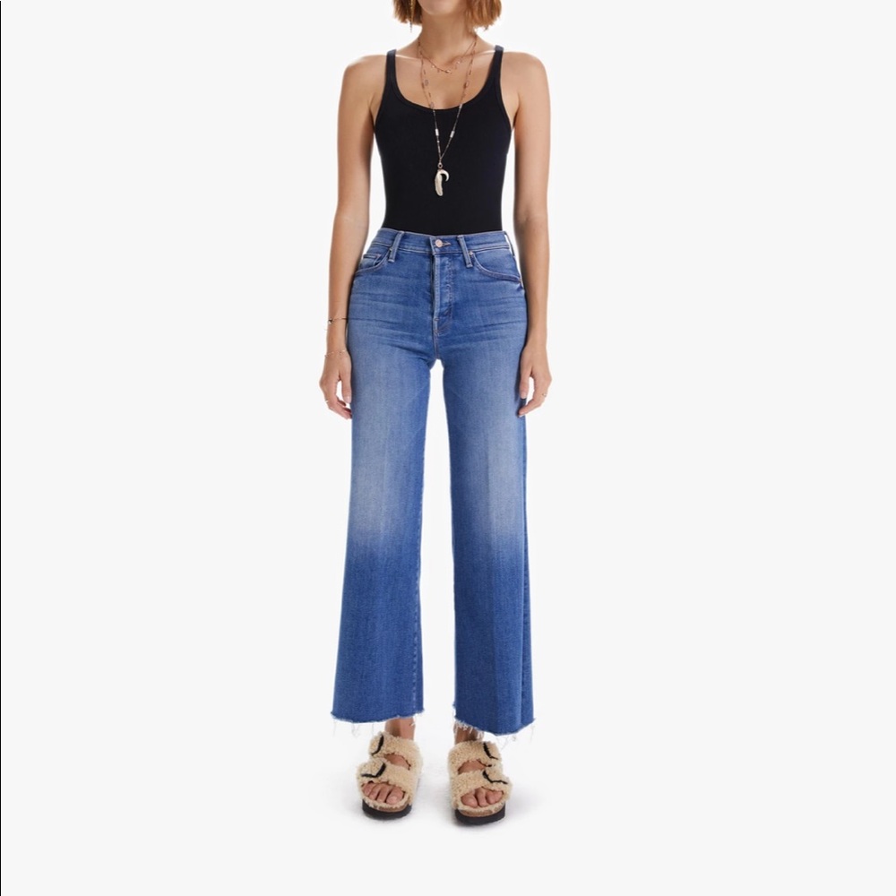 High waisted wide leg mother jeans